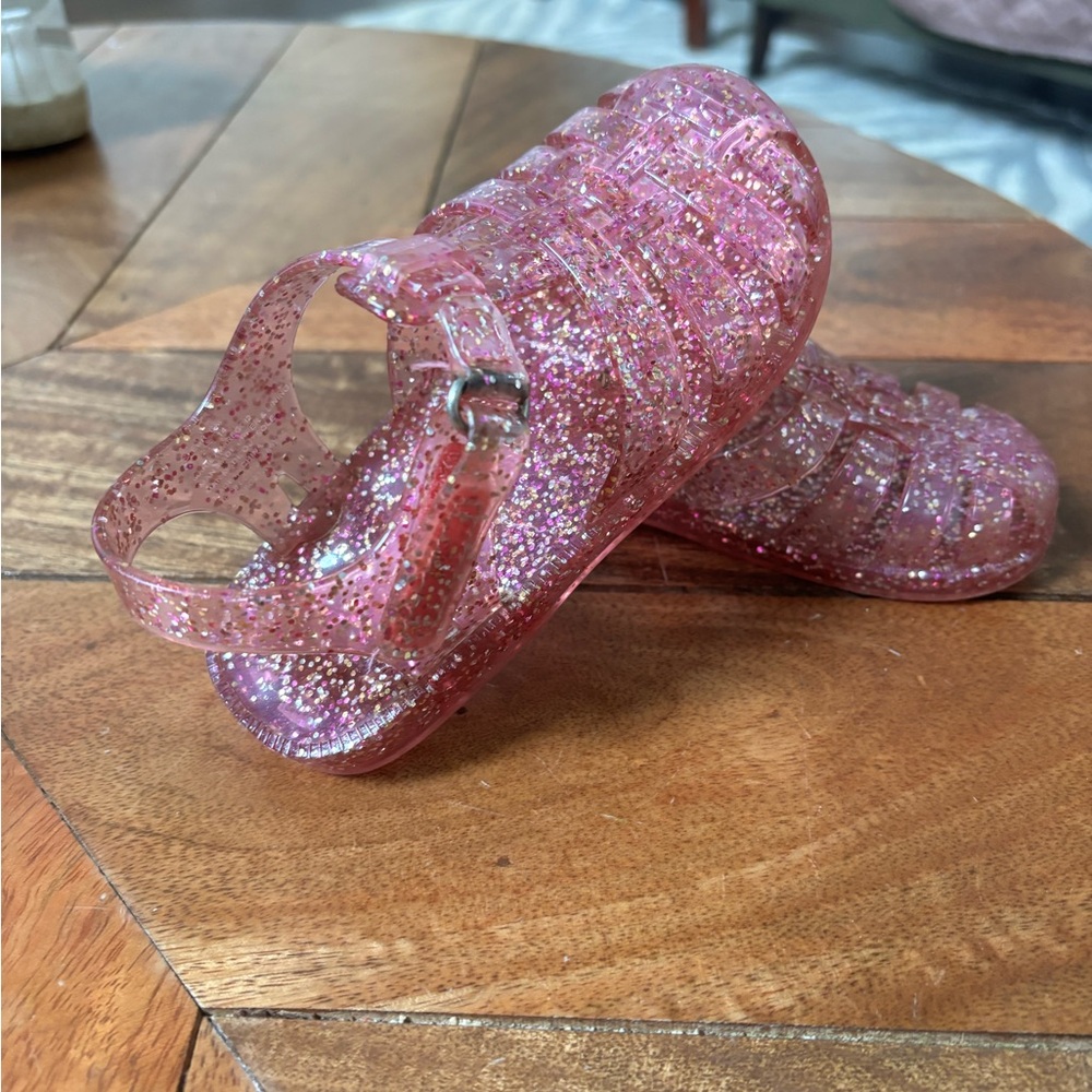 Pink Glitter Jelly Sandals kids 7